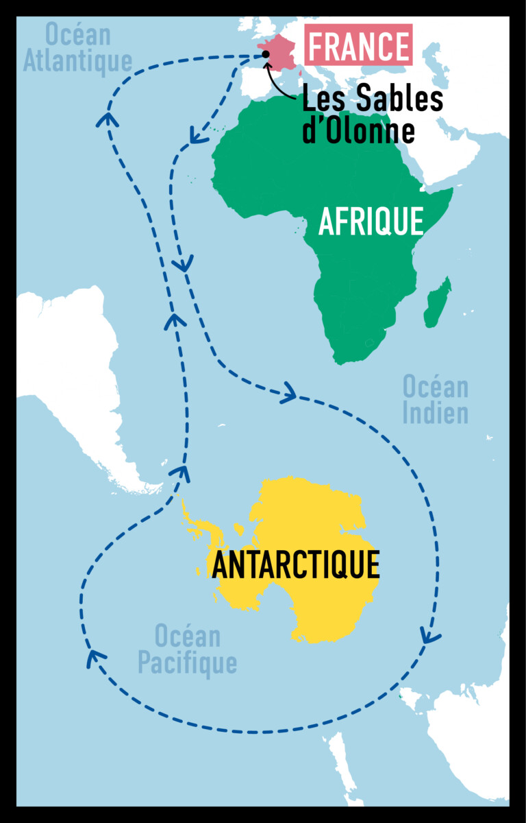 carte montrant le trajet du Vendée Globe