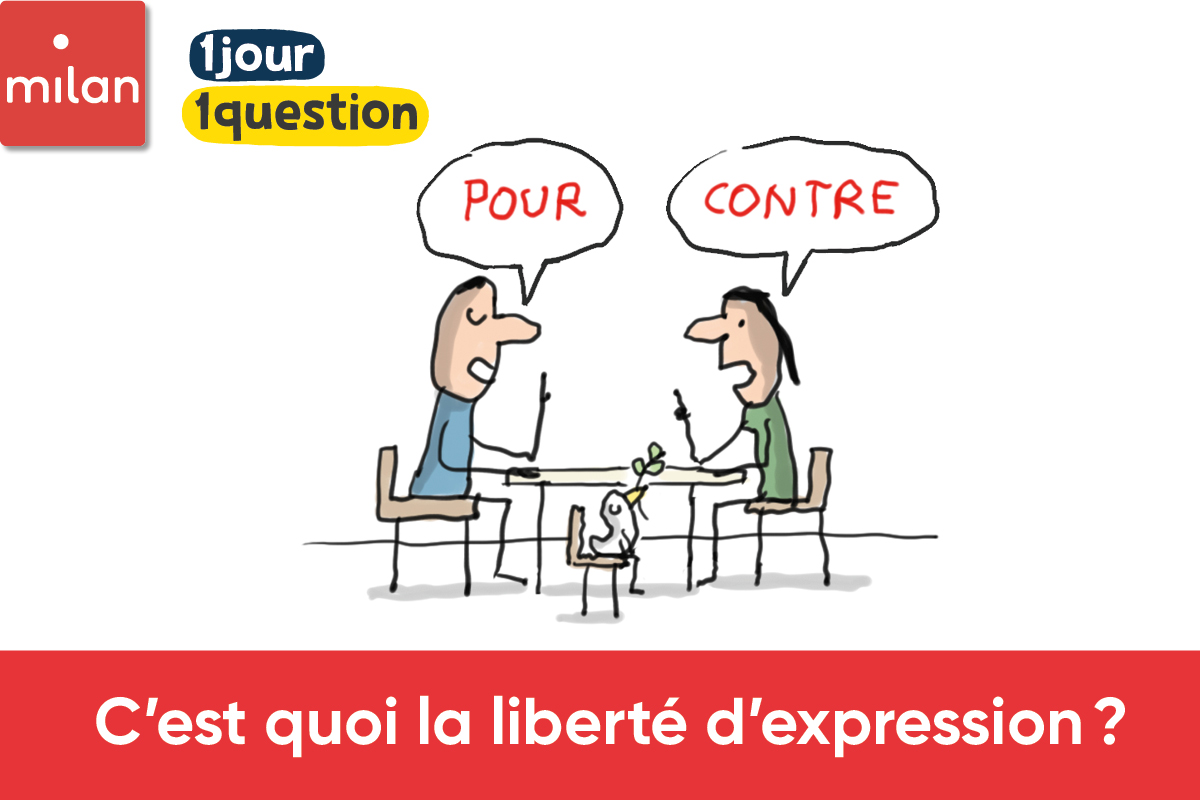 Illustration de 2 personnes à une table. L'une dit "pour". L'autre dit "contre"