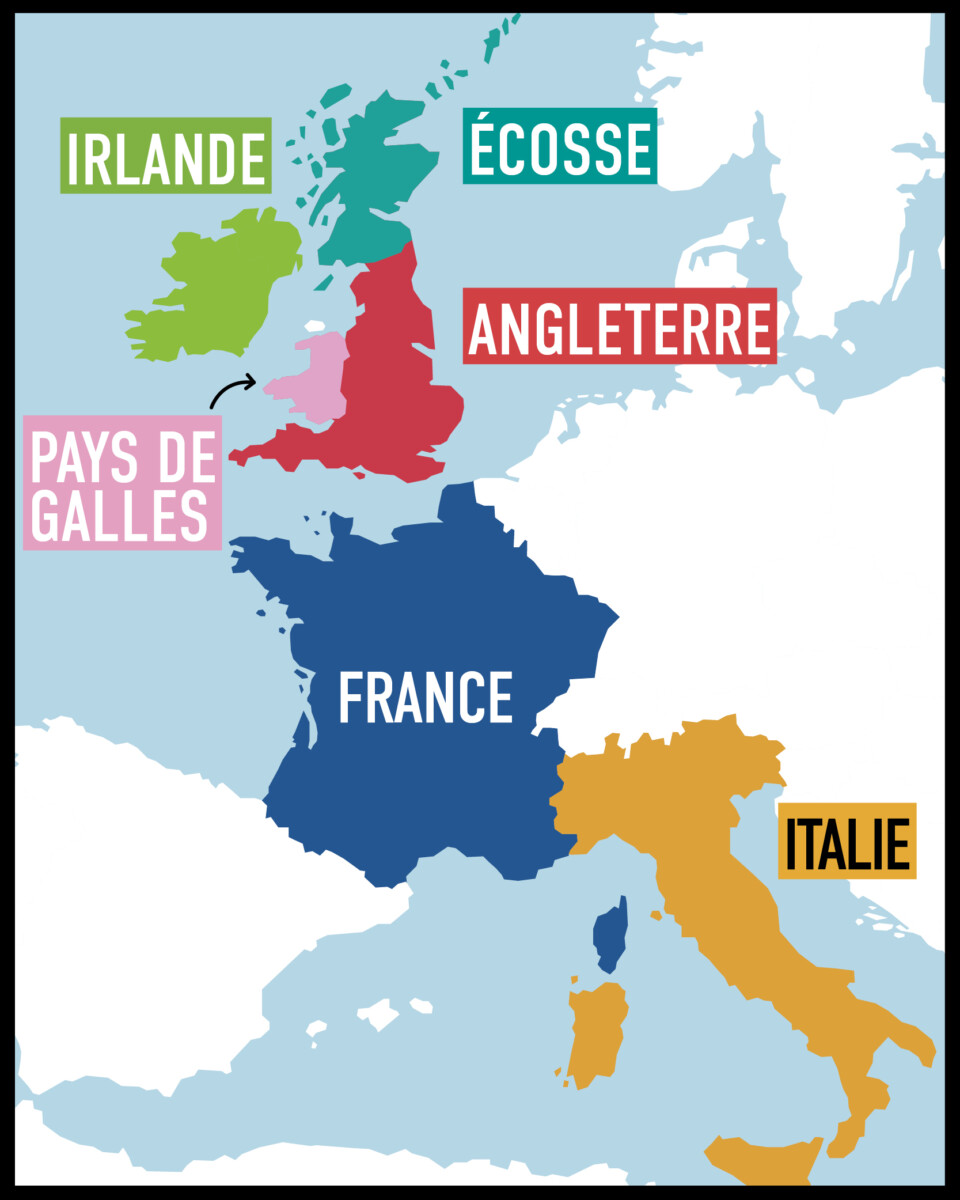 carte montrant les 6 nations participant au tournoi