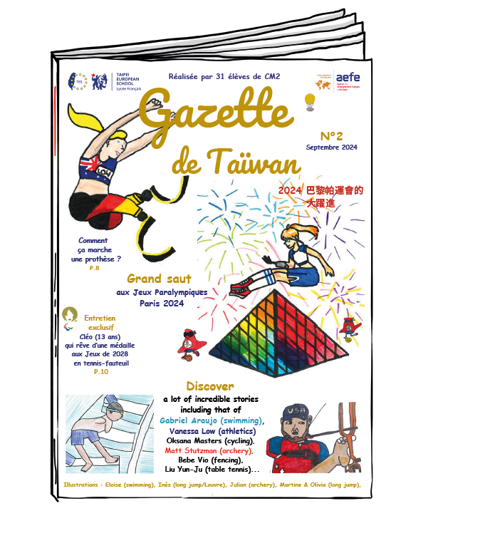 Une de la Gazette de Taïwan avec des illustrations d'athlètes paralympiques